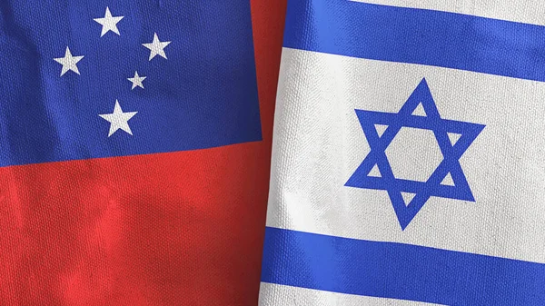 Israel och Samoa två flaggor textilduk 3D-rendering — Stockfoto