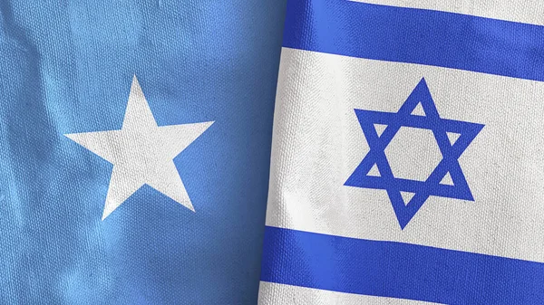 Israel und Somalia zwei Flaggen Textiltuch 3D-Rendering — Stockfoto