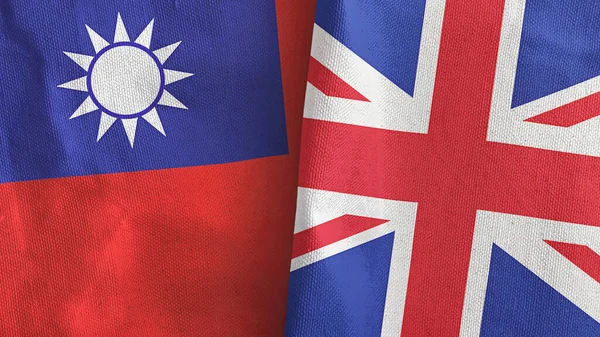 United Kingdom and Taiwan two flags textile cloth 3D rendering — Stock Photo, Image