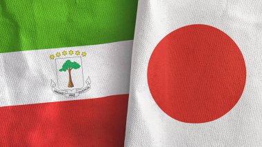 Japonya ve Ekvator Ginesi 2 bayraklı tekstil kumaşı 3D