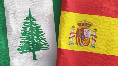 İspanya ve Norfolk Adası 'nda iki bayraklı kumaş 3D.