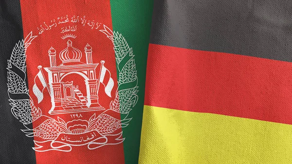 Alemania y Afganistán dos banderas de tela textil representación 3D — Foto de Stock