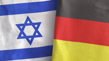Almanya ve İsrail iki bayraklı tekstil kumaşı 3D