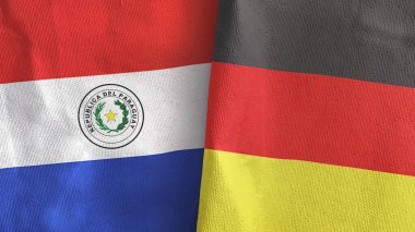 Almanya ve Paraguay iki bayraklı tekstil kumaşı 3D