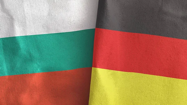 Germania e Bulgaria due bandiere tessuto 3D rendering — Foto Stock