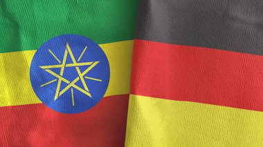 Almanya ve Etiyopya iki bayraklı tekstil kumaşı 3D
