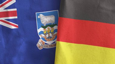 Almanya ve Falkland Adaları iki bayrak tekstil kumaşı 3D