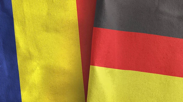 Germania e Ciad due bandiere tessuto rendering 3D — Foto Stock