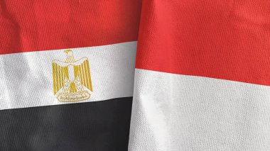 Endonezya ve Mısır 'da iki bayraklı kumaş 3D.