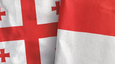 Endonezya ve Gürcistan 'da iki bayraklı tekstil kumaşı 3D