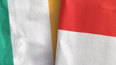 Endonezya ve İrlanda iki bayraklı tekstil kumaşı 3D