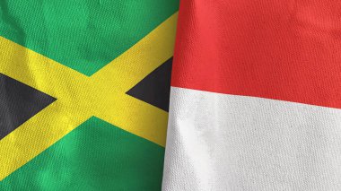 Endonezya ve Jamaika iki bayraklı tekstil kumaşı 3D
