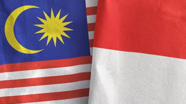 Endonezya ve Malezya iki bayraklı tekstil kumaşı 3D