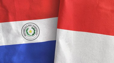 Endonezya ve Paraguay iki bayraklı tekstil kumaşı.