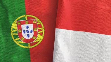Endonezya ve Portekiz iki bayraklı tekstil kumaşı 3D
