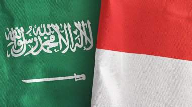 Endonezya ve Suudi Arabistan 'da iki bayraklı tekstil kumaşı 3D