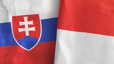 Endonezya ve Slovakya iki bayraklı tekstil kumaşı 3D