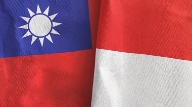 Endonezya ve Tayvan 'da iki bayraklı tekstil kumaşı 3D.
