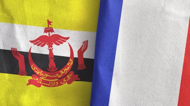 Fransa ve Brunei iki bayraklı tekstil kumaşı 3D