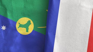 Fransa ve Noel Adası 'nda iki bayraklı kumaş 3D