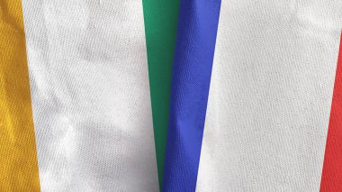 Fransa ve Cote dIvoire Fildişi Sahilleri İki bayrak Tekstil Kumaşı 3D