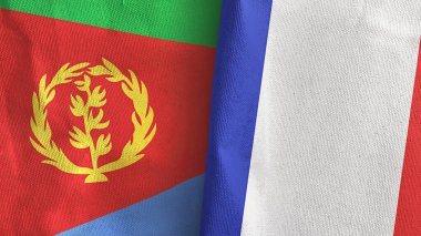 Fransa ve Eritre 'de iki bayraklı kumaş 3D.