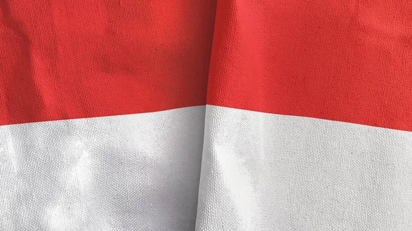 Indonésie tissu textile deux drapeaux rendu 3D — Photo