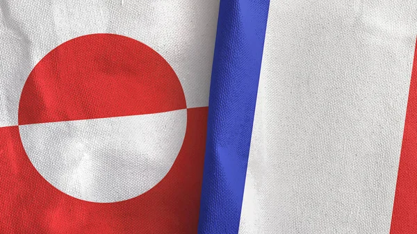 Francia y Groenlandia dos banderas de tela textil 3D renderizado —  Fotos de Stock