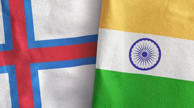 Hindistan ve Faroe Adaları iki bayraklı tekstil kumaşı.