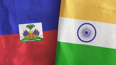 Hindistan ve Haiti iki bayrak tekstil kumaşı 3D