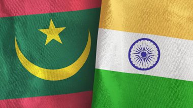 Hindistan ve Moritanya iki bayraklı tekstil kumaşı 3D