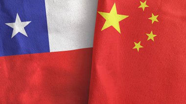 Çin ve Şili 'de iki bayraklı kumaş 3D.