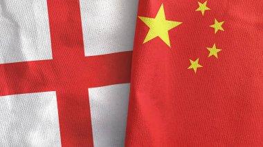 Çin ve İngiltere iki bayraklı tekstil kumaşı 3D