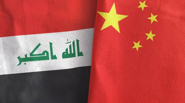 Çin ve Irak iki bayraklı tekstil kumaşı 3D