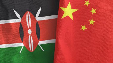 Çin ve Kenya iki bayraklı tekstil kumaşı 3D
