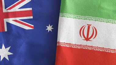 İran ve Avustralya tekstil kumaşı 3D rendeleme için iki bayrak