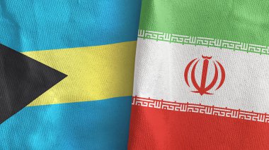 İran ve Bahamalar iki bayraklı tekstil kumaşı 3D