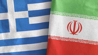 İran ve Yunanistan 'da tekstil kumaşı 3 boyutlu olarak iki bayrak dikildi