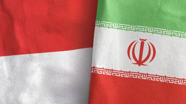 İran ve Endonezya iki bayraklı tekstil kumaşı 3D