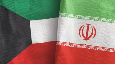 İran ve Kuveyt 'te iki bayraklı tekstil kumaşı 3D