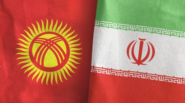 İran ve Kırgızistan 'da iki bayraklı tekstil kumaşı 3D