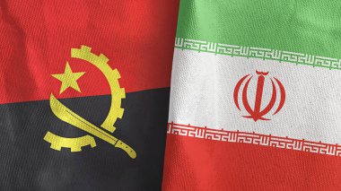 İran ve Angola 'nın iki bayrağı tekstil kumaşı 3D