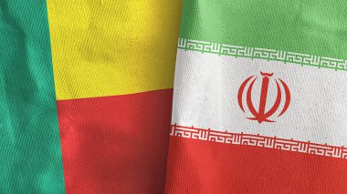 İran ve Benin iki bayraklı tekstil kumaşı 3D