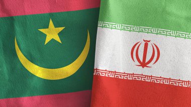 İran ve Moritanya 'da iki bayraklı tekstil kumaşı 3D