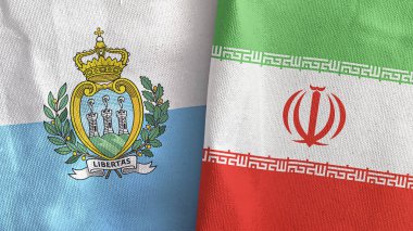 İran ve San Marino 'da iki bayraklı kumaş 3D.