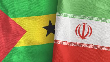 İran ve Sao Tome ve Principe iki bayraklı tekstil kumaşı 3D