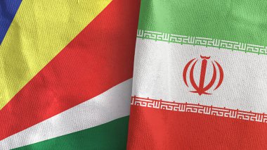 İran ve Seyşeller iki bayraklı tekstil kumaşı 3D