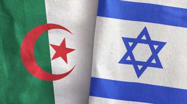 İsrail ve Cezayir iki bayraklı tekstil kumaşı 3D