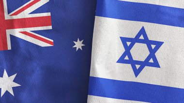İsrail ve Avustralya iki bayraklı tekstil kumaşı 3D