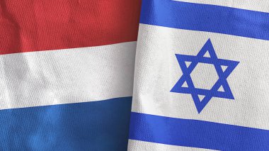 İsrail ve Hollanda iki bayraklı tekstil kumaşı 3D